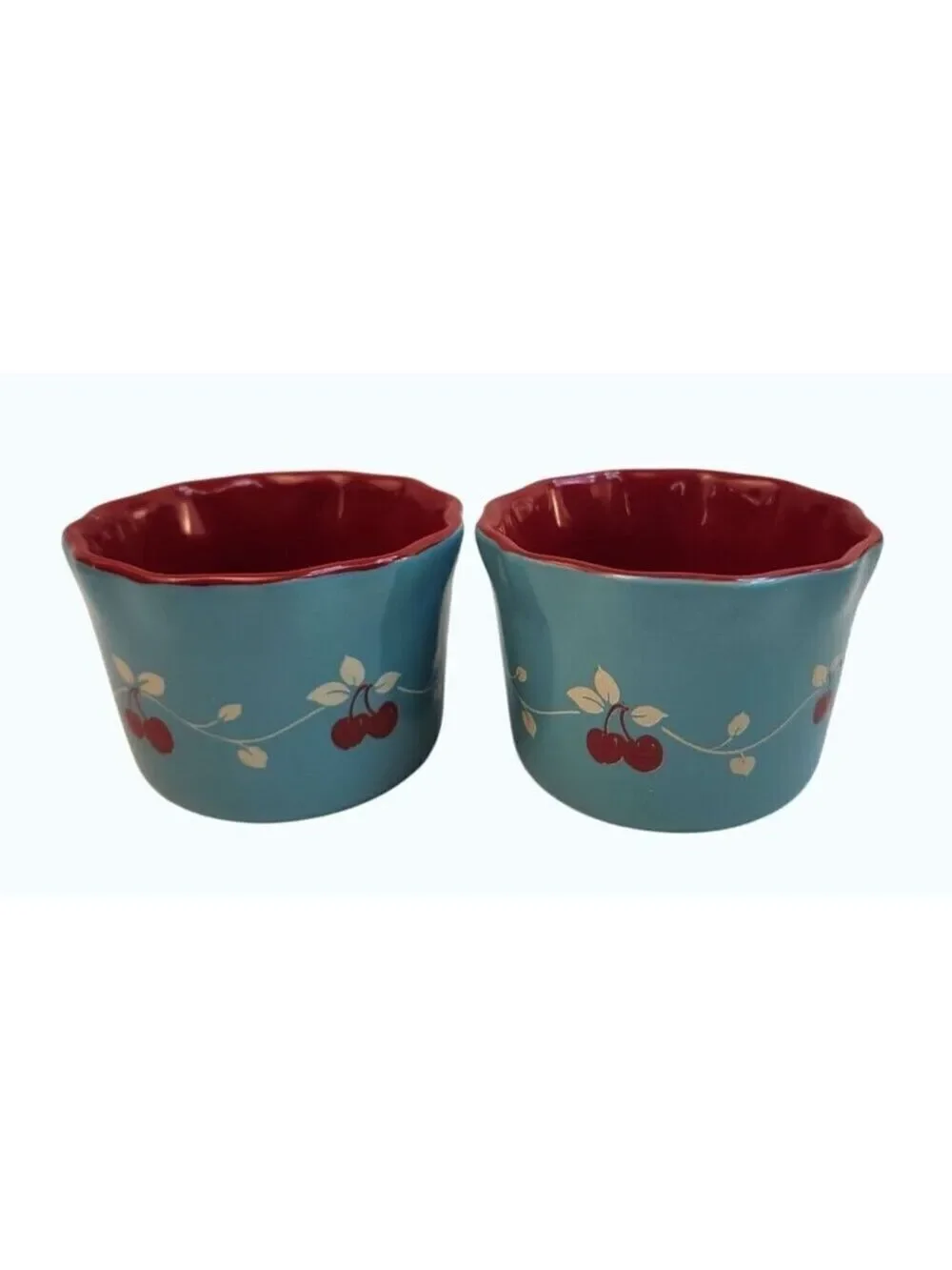 General Store By Gibson Cherry Design Custard Cup Ramekin Mini Bowl Cherry Set o